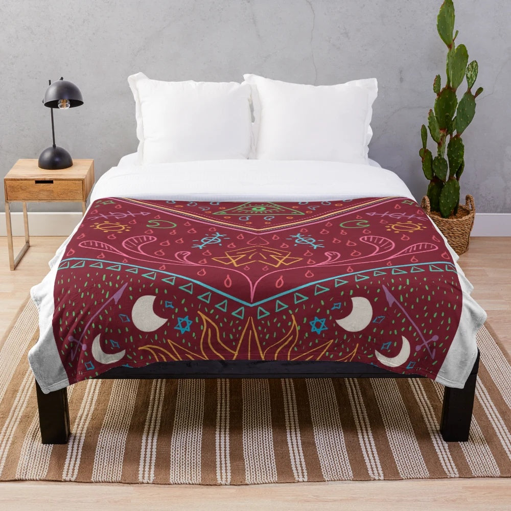 Mollymauk Tealeaf inspired plush blanket featuring the iconic character from the popular Dungeons and Dragons series Critical Role.