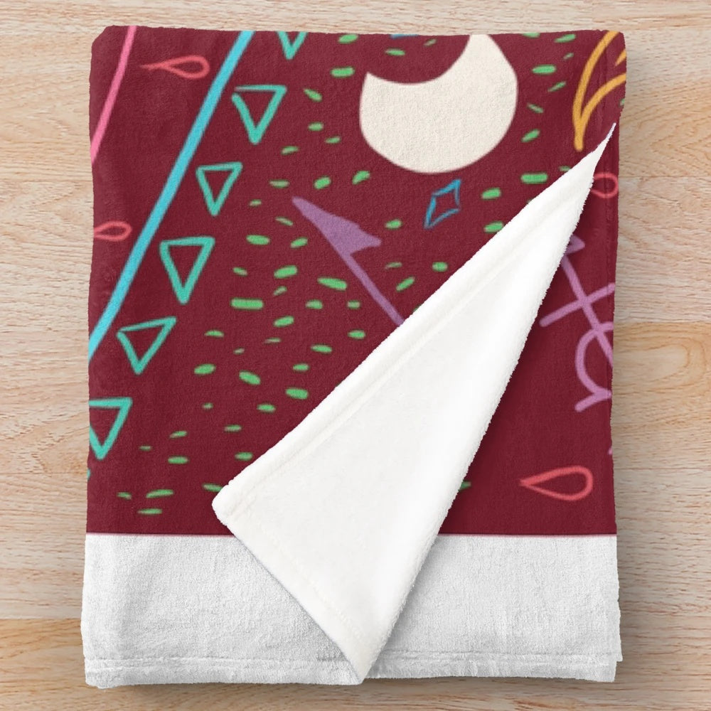 Mollymauk Tealeaf inspired plush blanket featuring the iconic character from the popular Dungeons and Dragons series Critical Role.