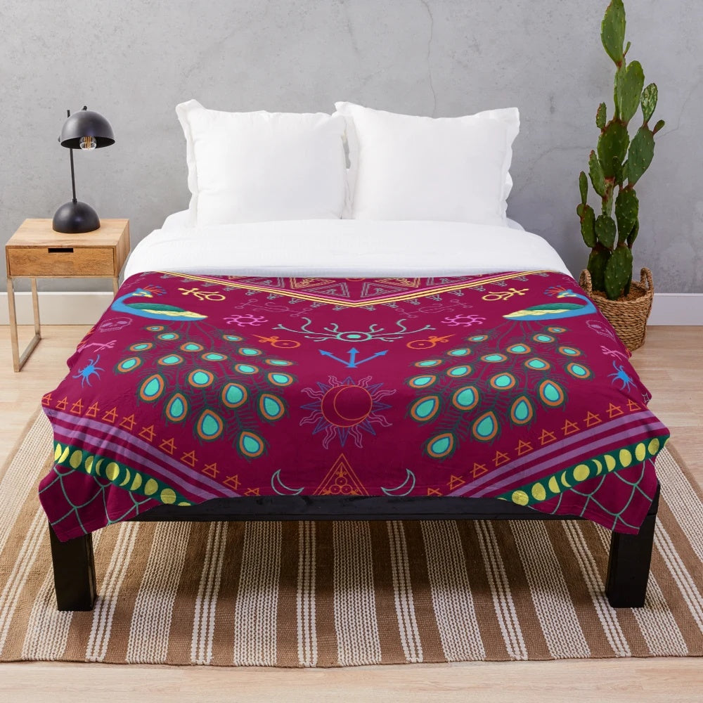 Mollymauk Tealeaf inspired plush blanket with embroidered design