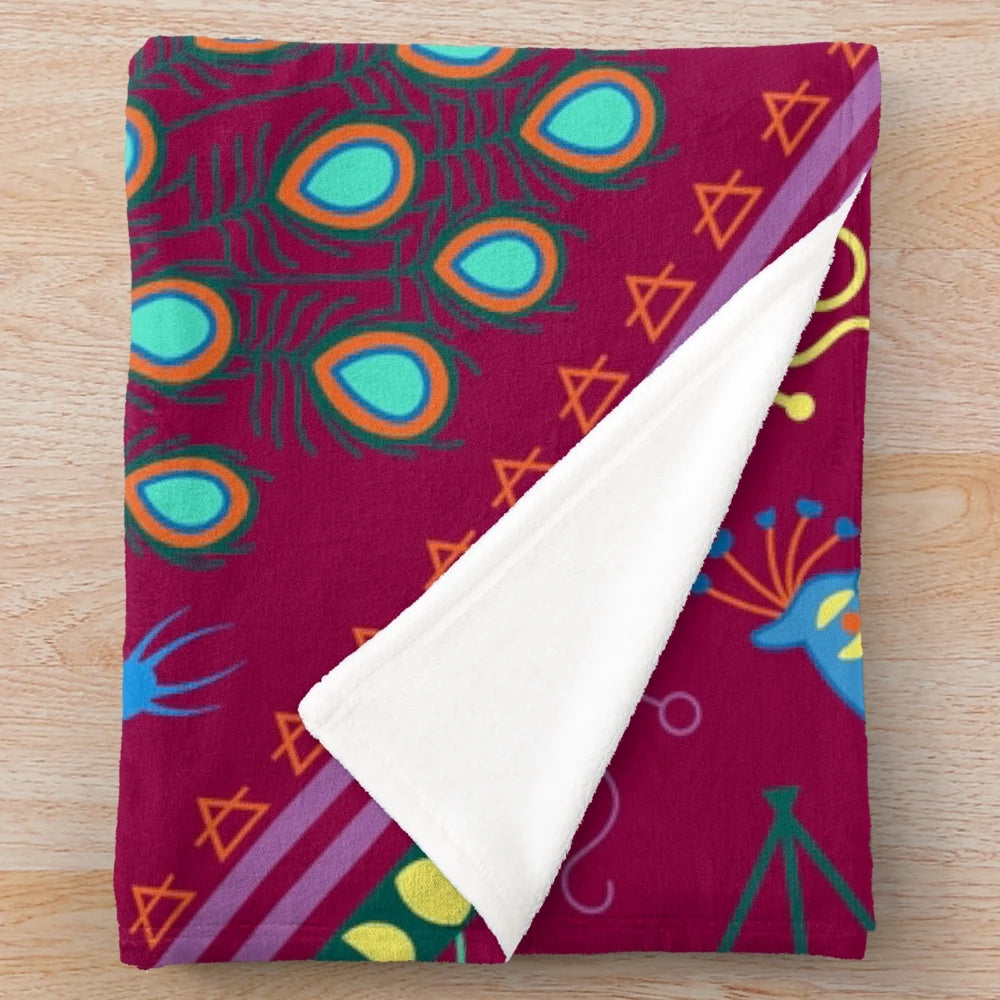 Mollymauk Tealeaf inspired plush blanket with embroidered design