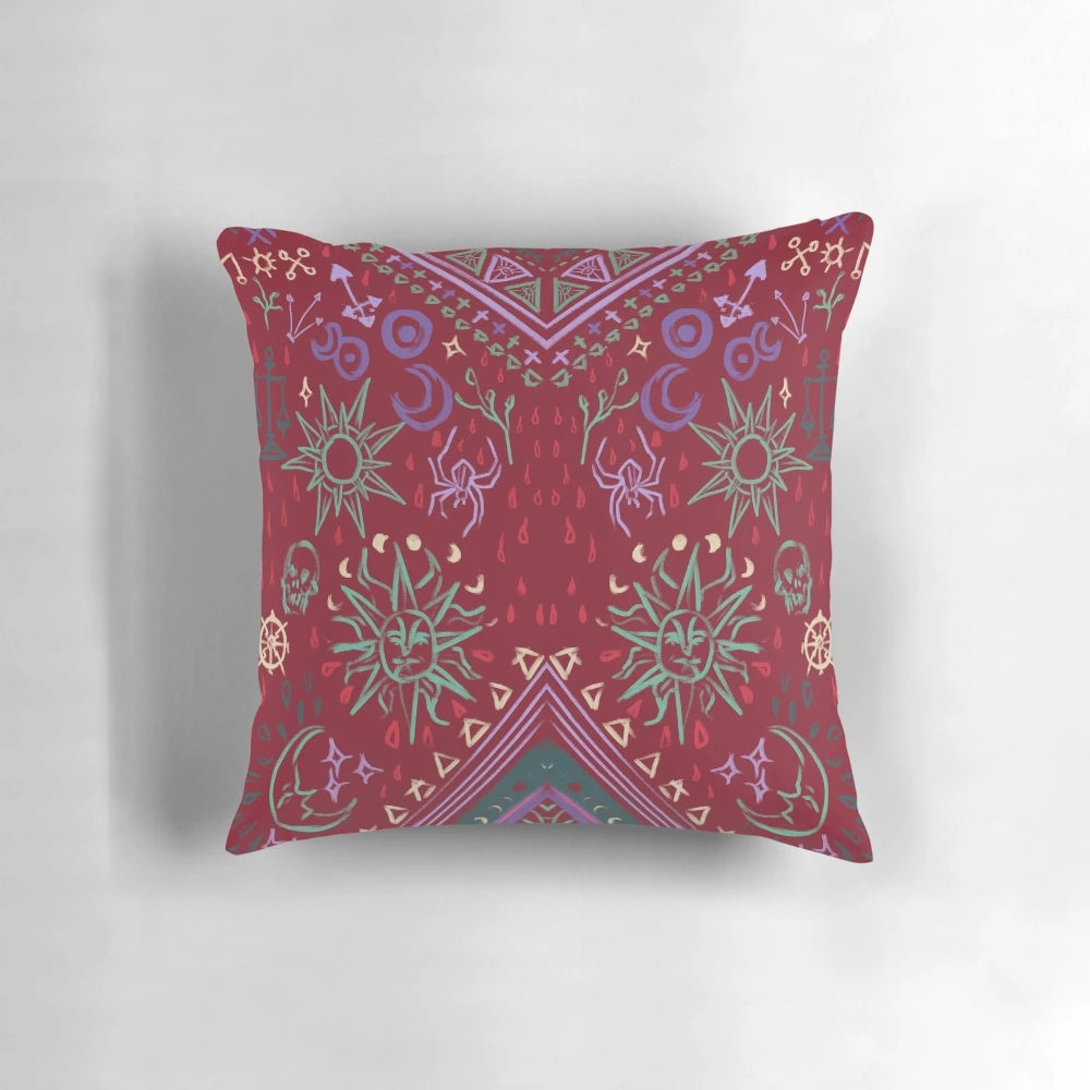 Detailed pillow design featuring Mollymauk's front coat panels from the popular Dungeons & Dragons series Critical Role.