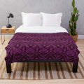 Monarch inspired plush blanket with purple and royal butterfly pattern