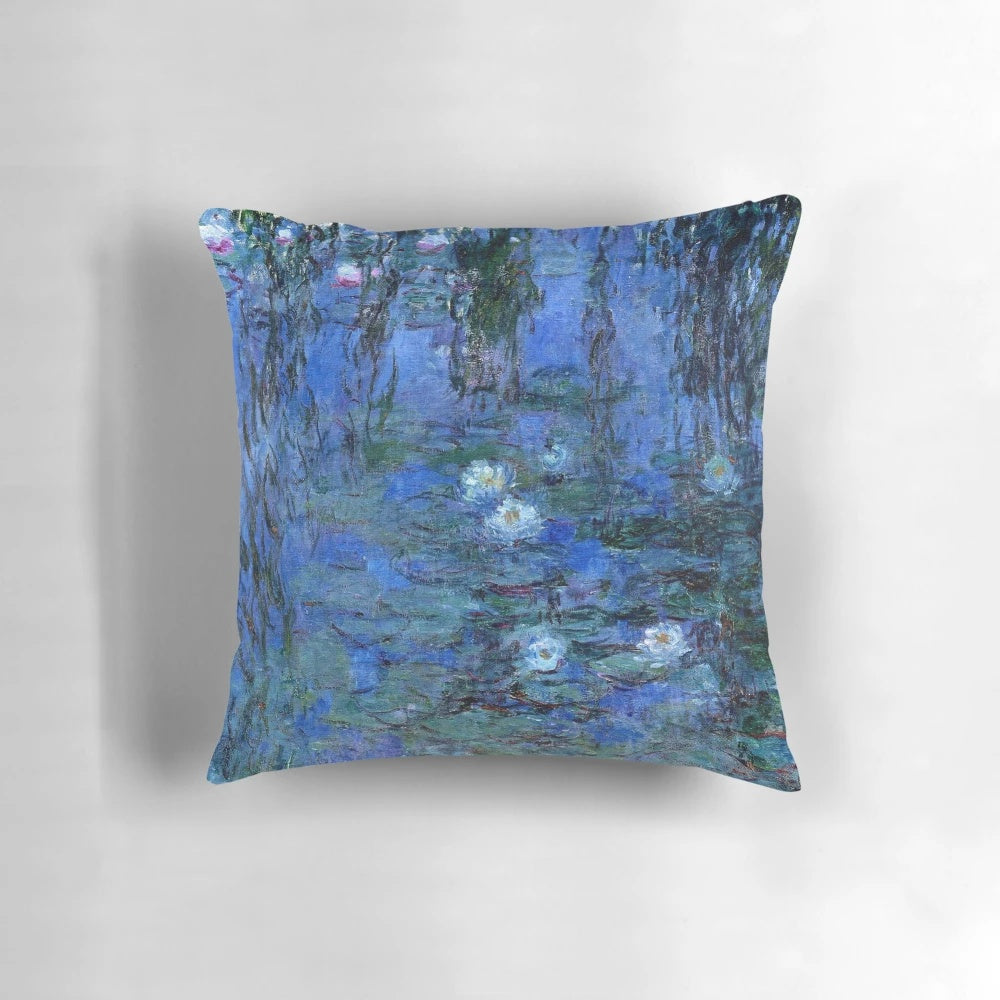 Beautiful Monet-inspired water lilies oil painting pillow for home décor