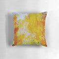 A detailed close-up view of Claude Monet's famous blue and sepia water lily painting, showcased on a high-quality throw pillow.