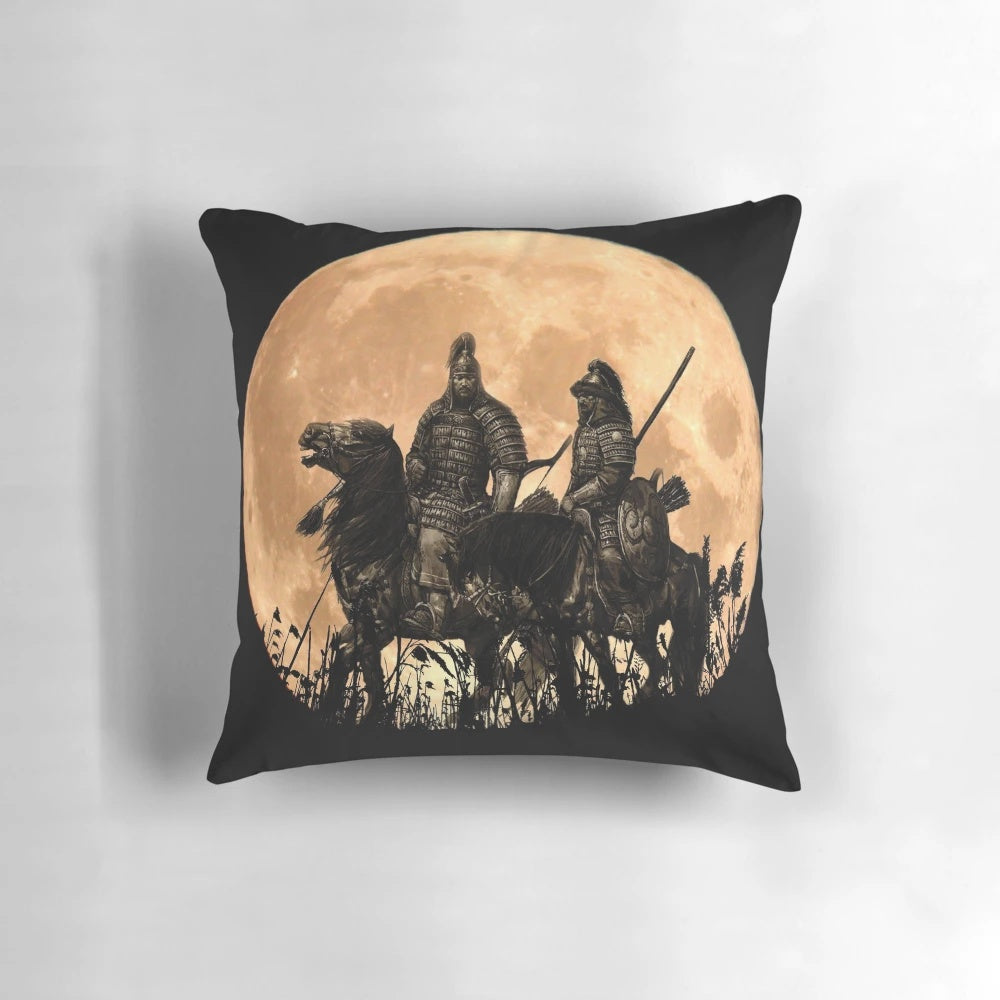Pillow featuring the iconic Mongolian warriors and the legendary Genghis Khan