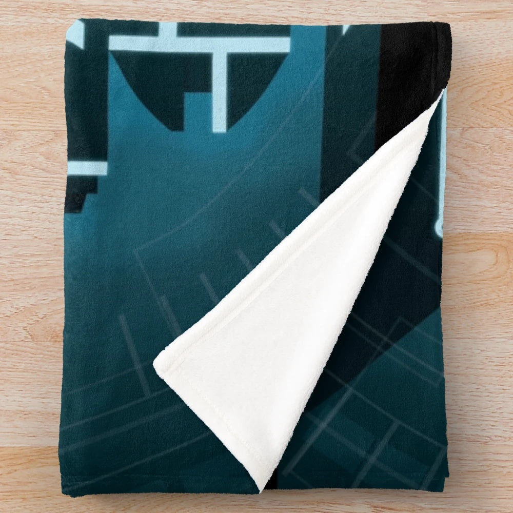 Monochromatic legacy plush blanket with futuristic sci-fi design