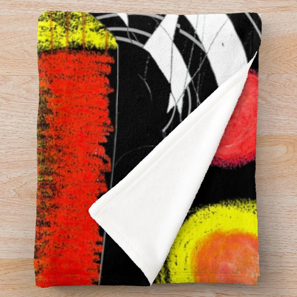 Monochrome abstract patterned plush blanket for modern home decor