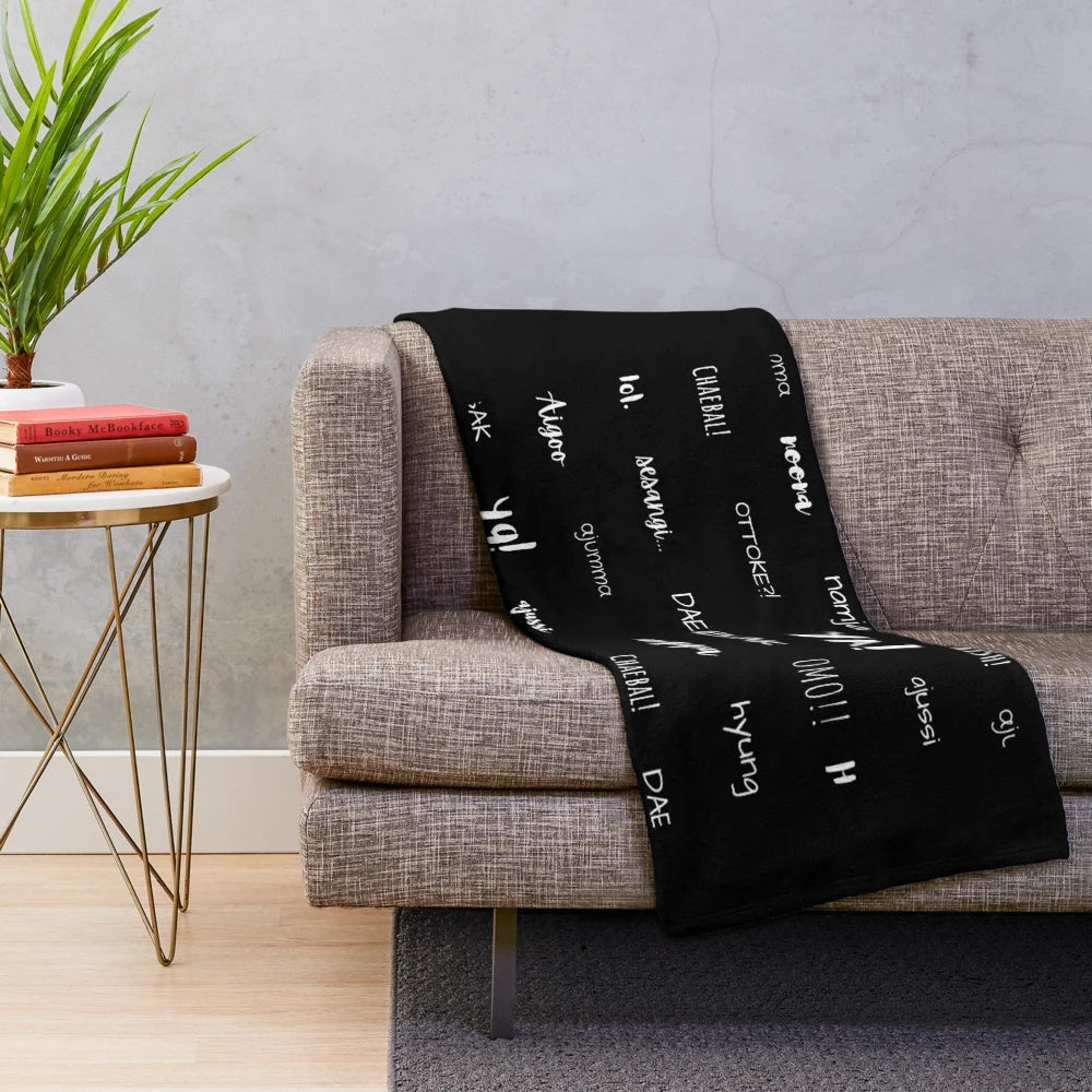 Kdrama Vocabulary Monochrome Plush Blanket