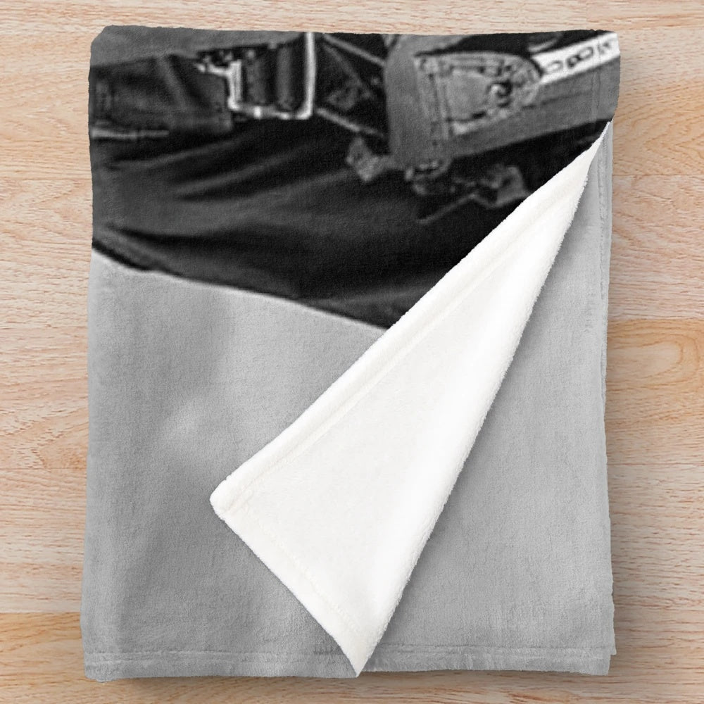 Miles Teller Plush Blanket in Black and White