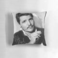 Stylish black and white pillow featuring a portrait of acclaimed actor Pedro Pascal