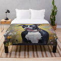 Black and white pitbull dog plush blanket