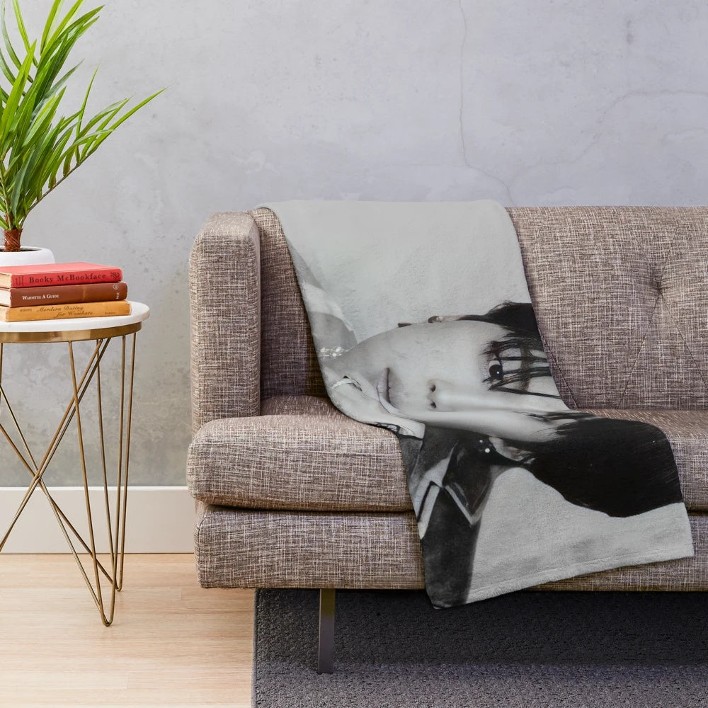 Monochrome plush blanket with Jimin of BTS design