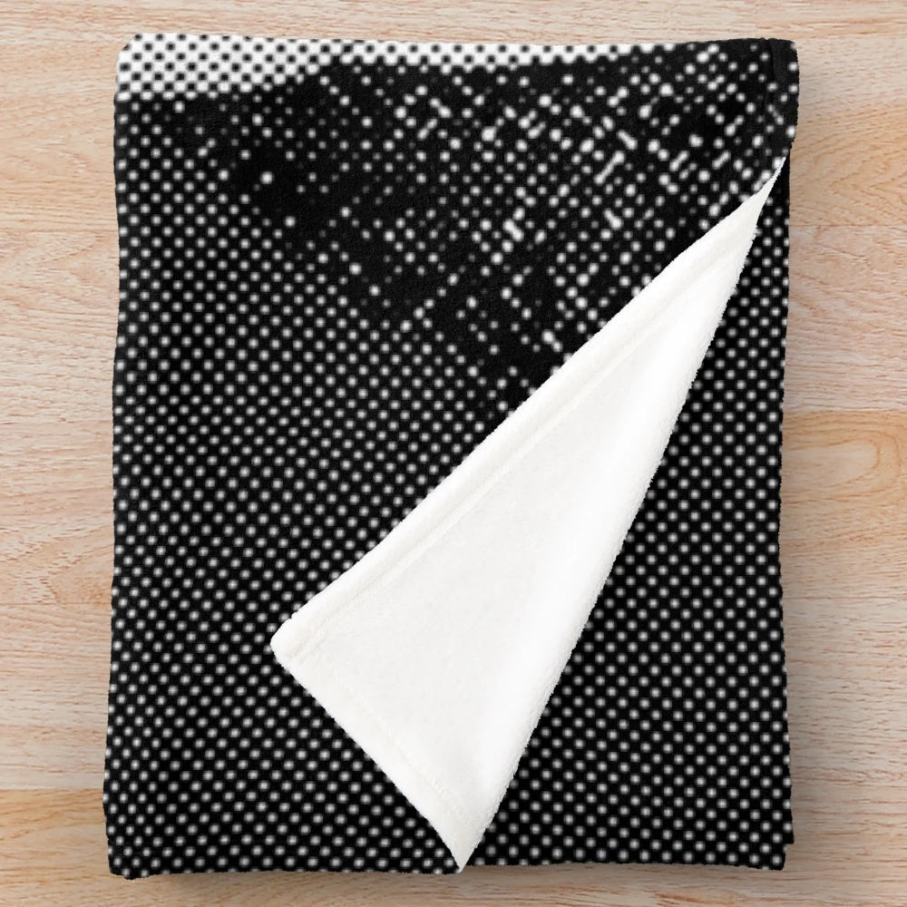 Plush blanket featuring a black and white portrait of Thomas Doherty