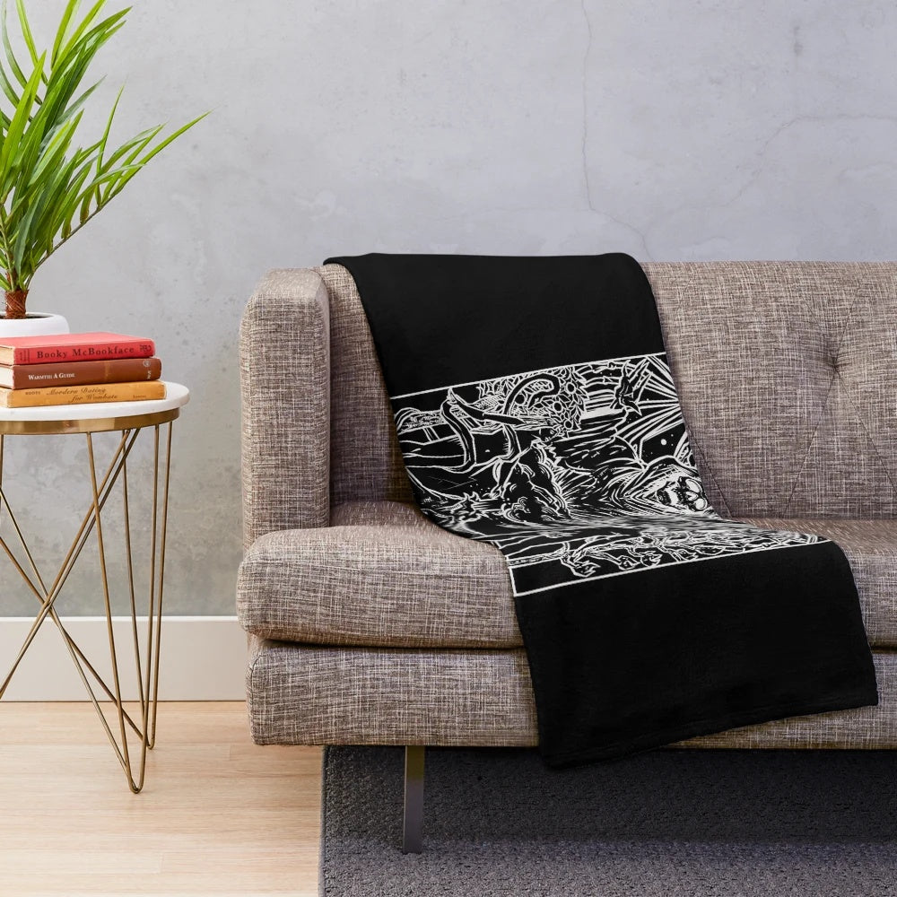 Monochrome Tarot The Lovers Plush Blanket featuring gothic, witchy design