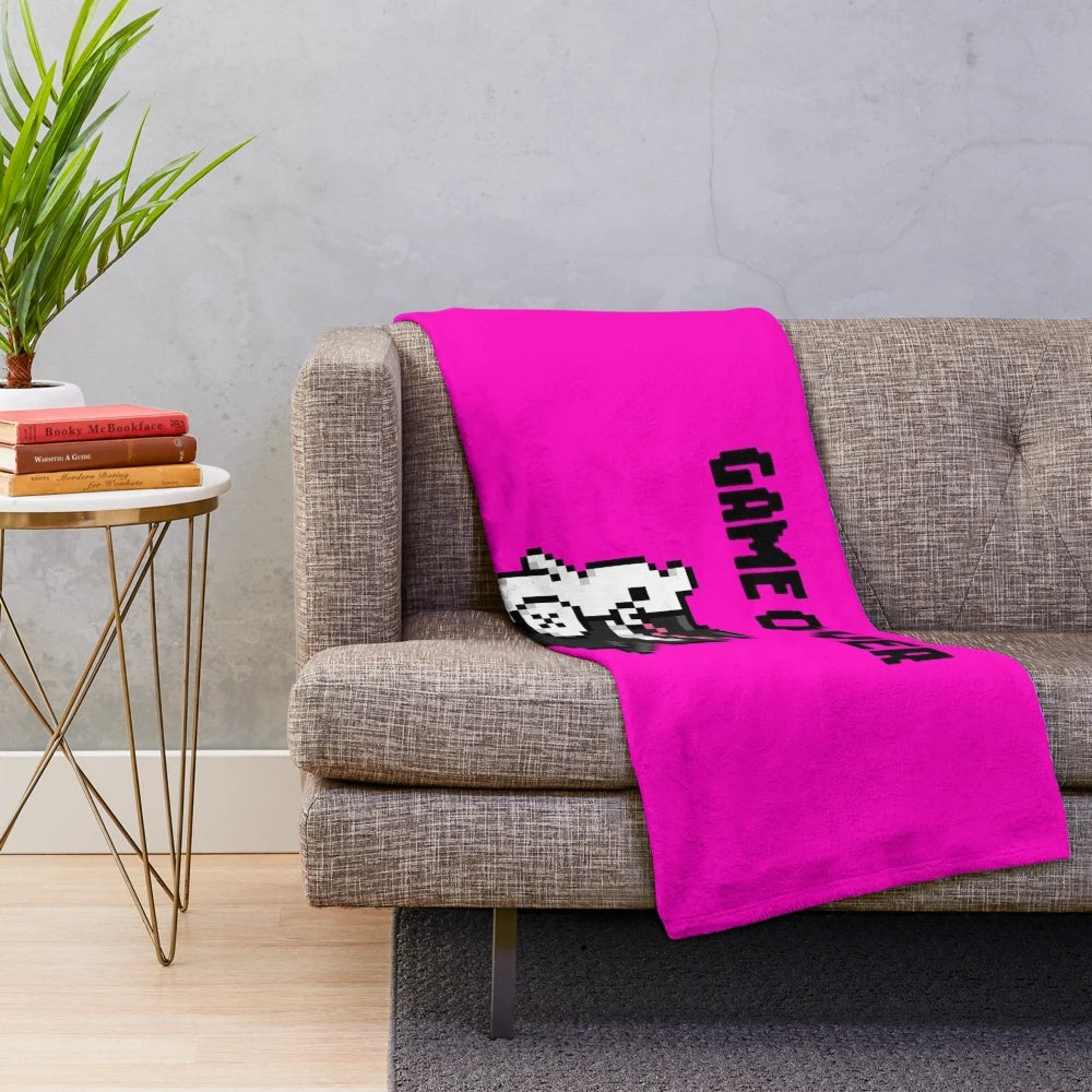 Monokuma-themed plush blanket inspired by the Danganronpa video game series