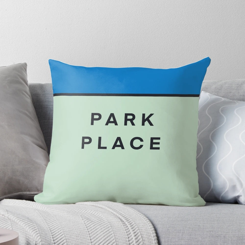 Monopoly-themed Park Place pillow with a classic game board design