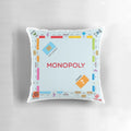 A cozy and whimsical pillow featuring the iconic Monopoly board game design