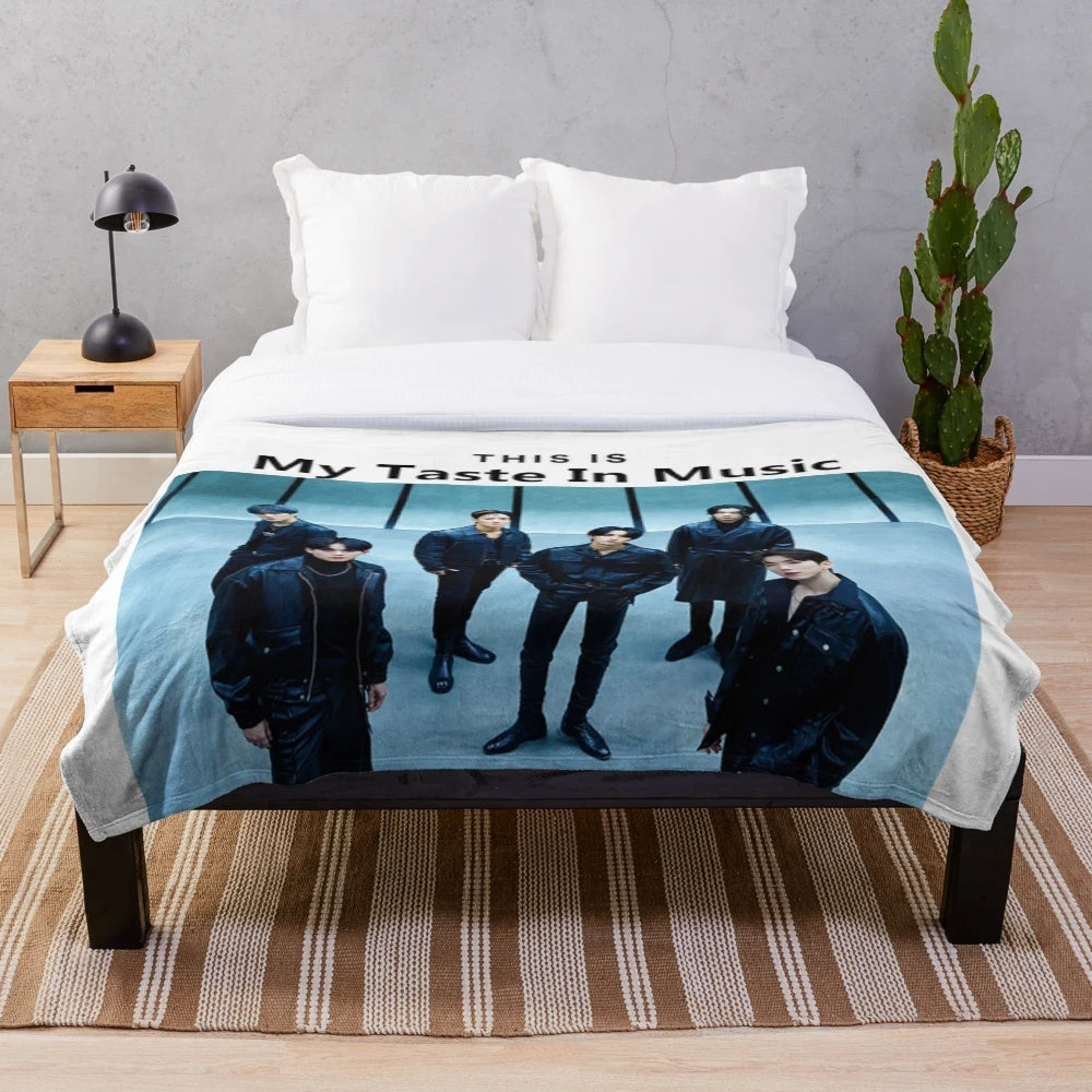 Monsta X inspired plush blanket with music and aesthetic design