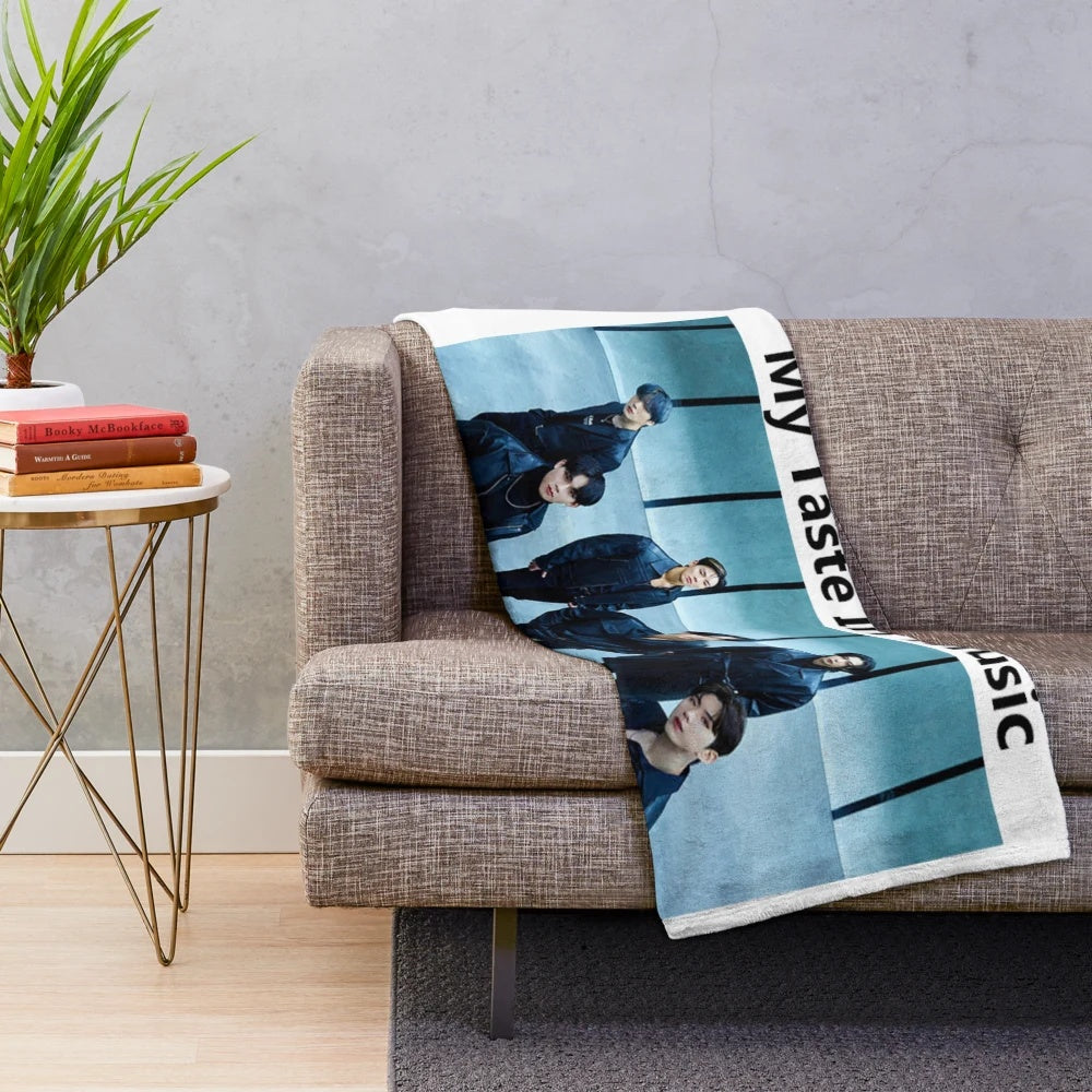 Monsta X inspired plush blanket with music and aesthetic design