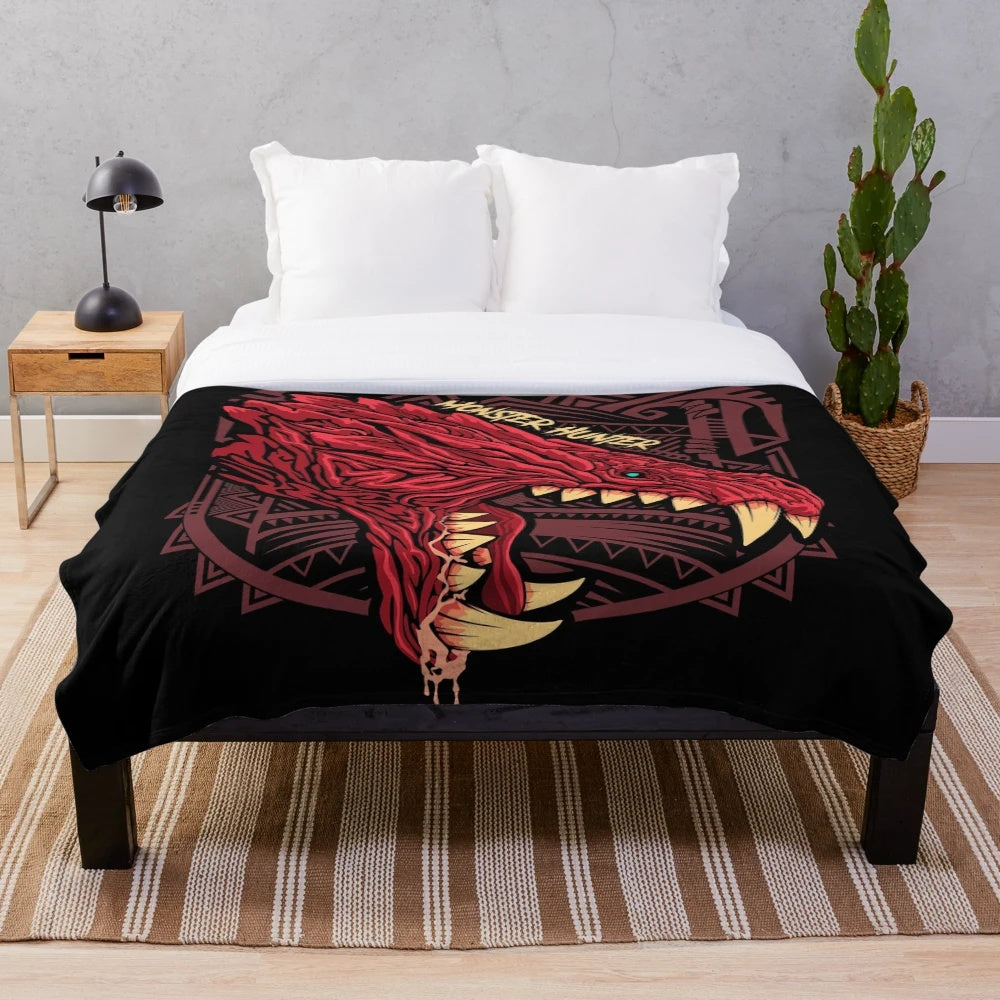 Monster Hunter-inspired Odogaron plush blanket