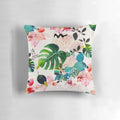 Decorative throw pillow featuring a nature-inspired monstera plant design
