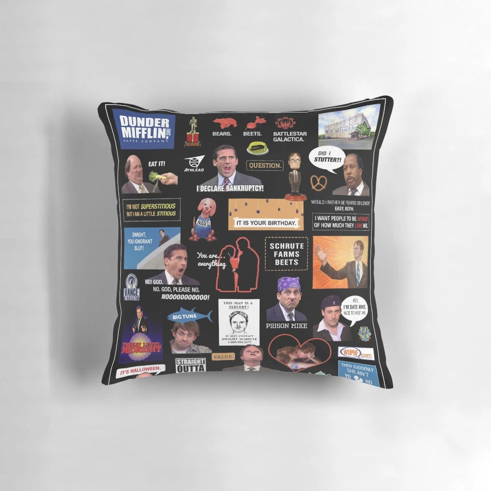 Montage inspired pillow featuring characters from the popular comedy TV series The Office US