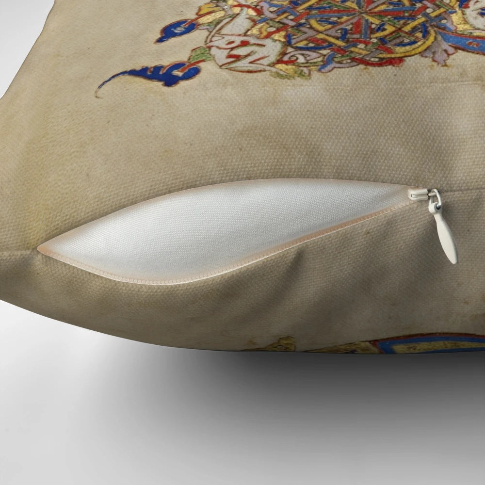Pillow featuring a medieval illuminated initial from the Montecassino Breviary
