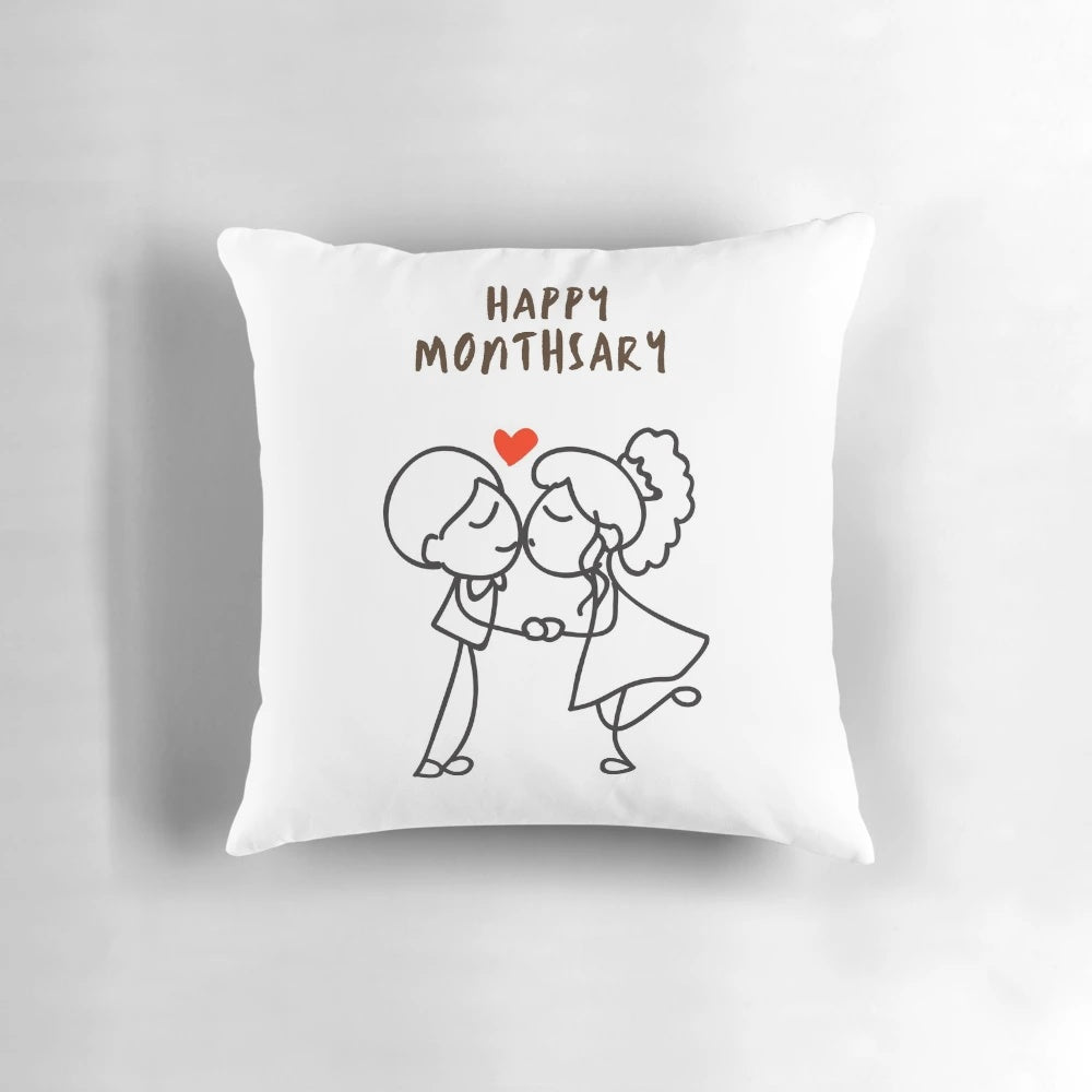 A cozy "I Love You" pillow with a tic tac toe design, perfect for monthsary celebrations.