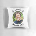 Monty Don inspired decorative pillow with a charming garden and golden retriever design