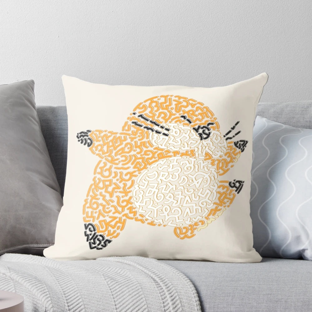 Plush pillow featuring a cute, whimsical illustration of Monty Mole from the Super Mario video game series