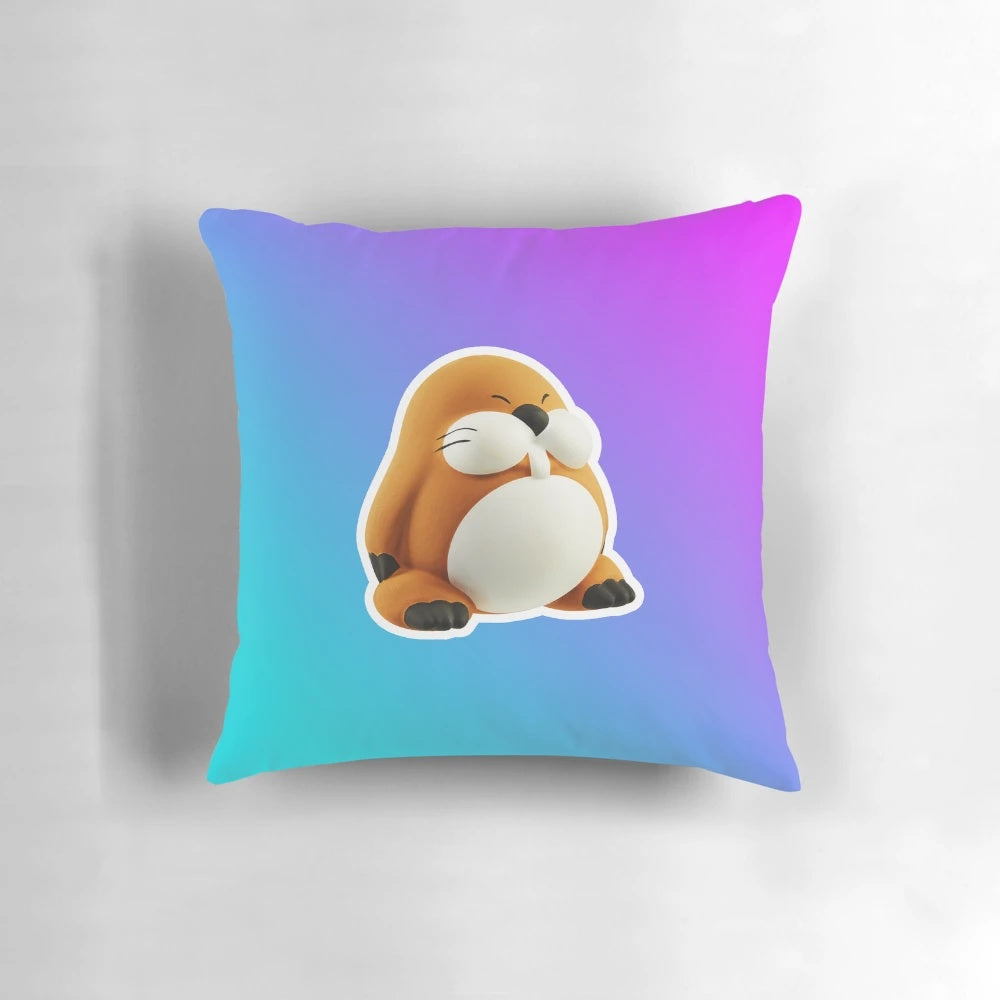 Monty Mole gradient design pillow featuring the iconic character from the Super Mario video game franchise.