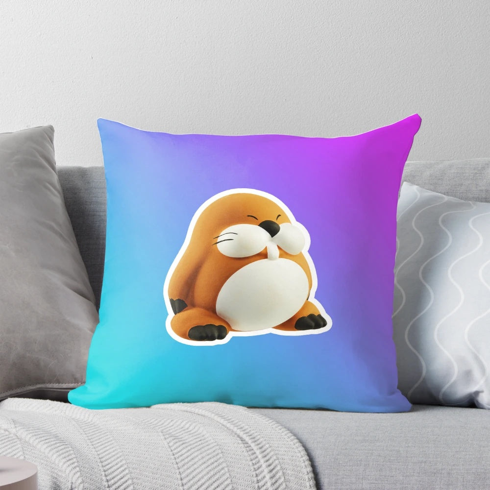 Monty Mole gradient design pillow featuring the iconic character from the Super Mario video game franchise.
