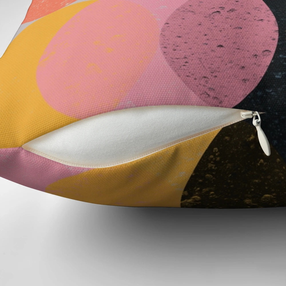 Moods & Moons: Minimalist and modern decorative pillow with abstract moon and geometric patterns