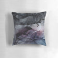 Moody abstract art pillow featuring fluid, pink and grey watercolor design