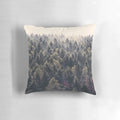 Serene foggy forest landscape with cascading trees on a pillow