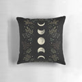 Moonlit Garden Olive Green Throw Pillow with Crescent Moon and Starry Midnight Sky