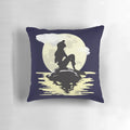Moonlight-themed mermaid throw pillow with underwater scene