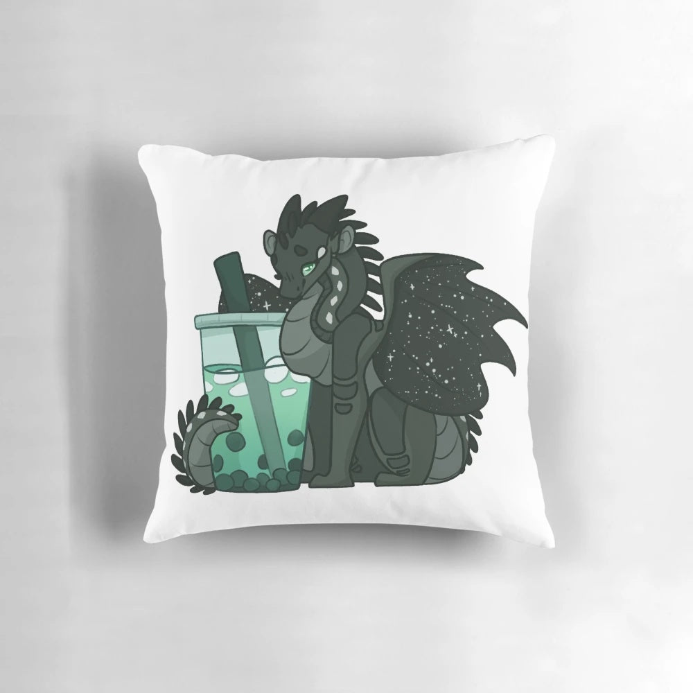 Moonwatcher Boba Tea Fantasy Pillow, featuring a design inspired by the Wings of Fire book series