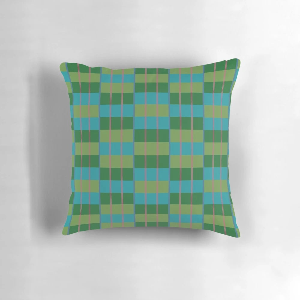 Moquette Aqua Green Pillow - Vintage London Underground Seat Cushion Pattern