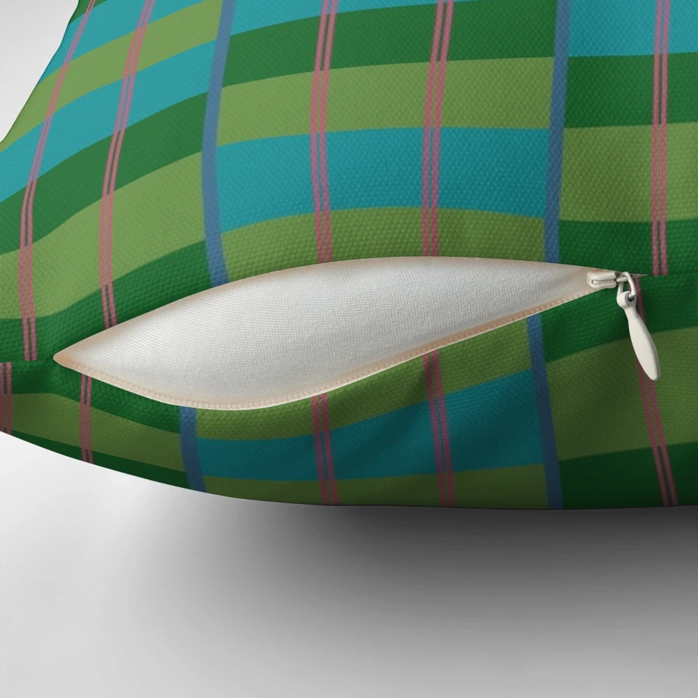 Moquette Aqua Green Pillow - Vintage London Underground Seat Cushion Pattern