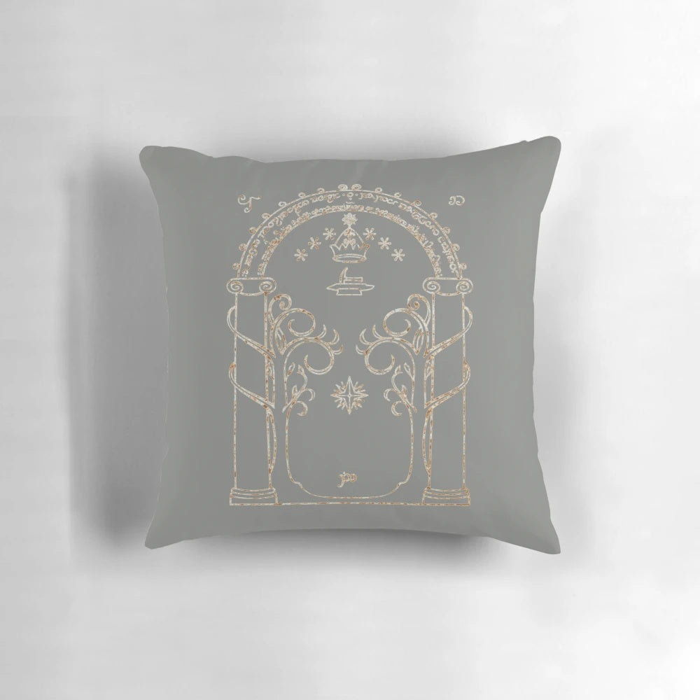 Moria Gates inspired fantasy pillow with Lord of the Rings design