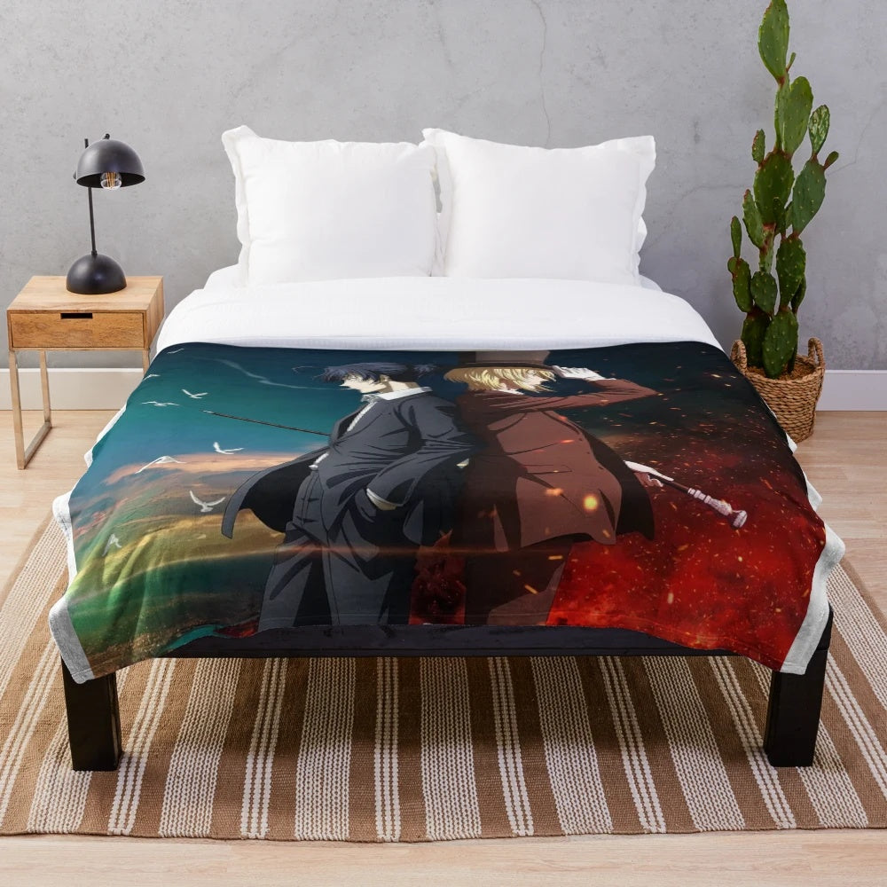 Moriarty the Patriot plush blanket featuring characters from the anime and manga