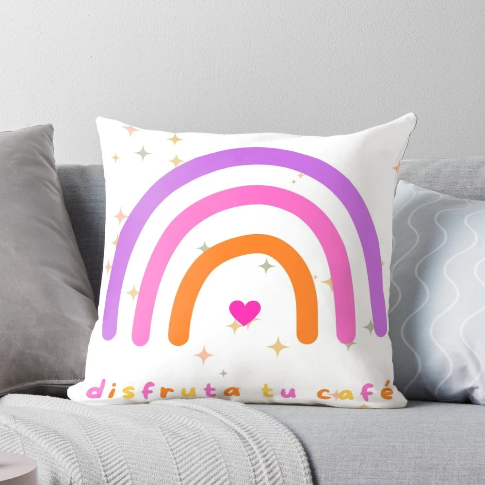 Soft, plush coffee-themed decorative pillow with a message