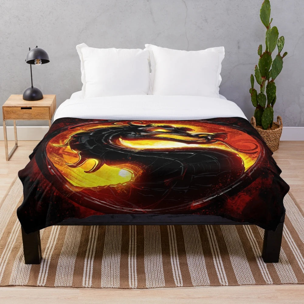 Mortal Kombat plush blanket featuring popular characters