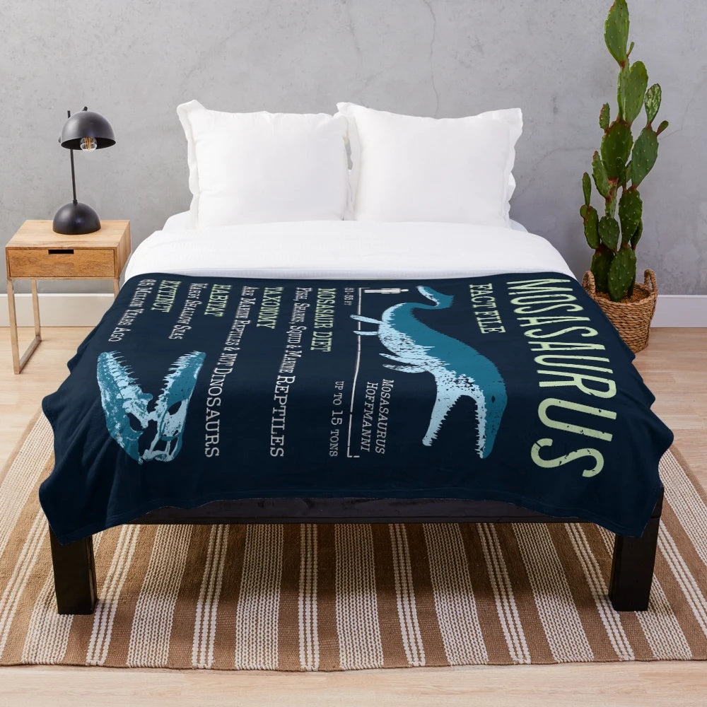 Mosasaurus Facts Themed Plush Blanket