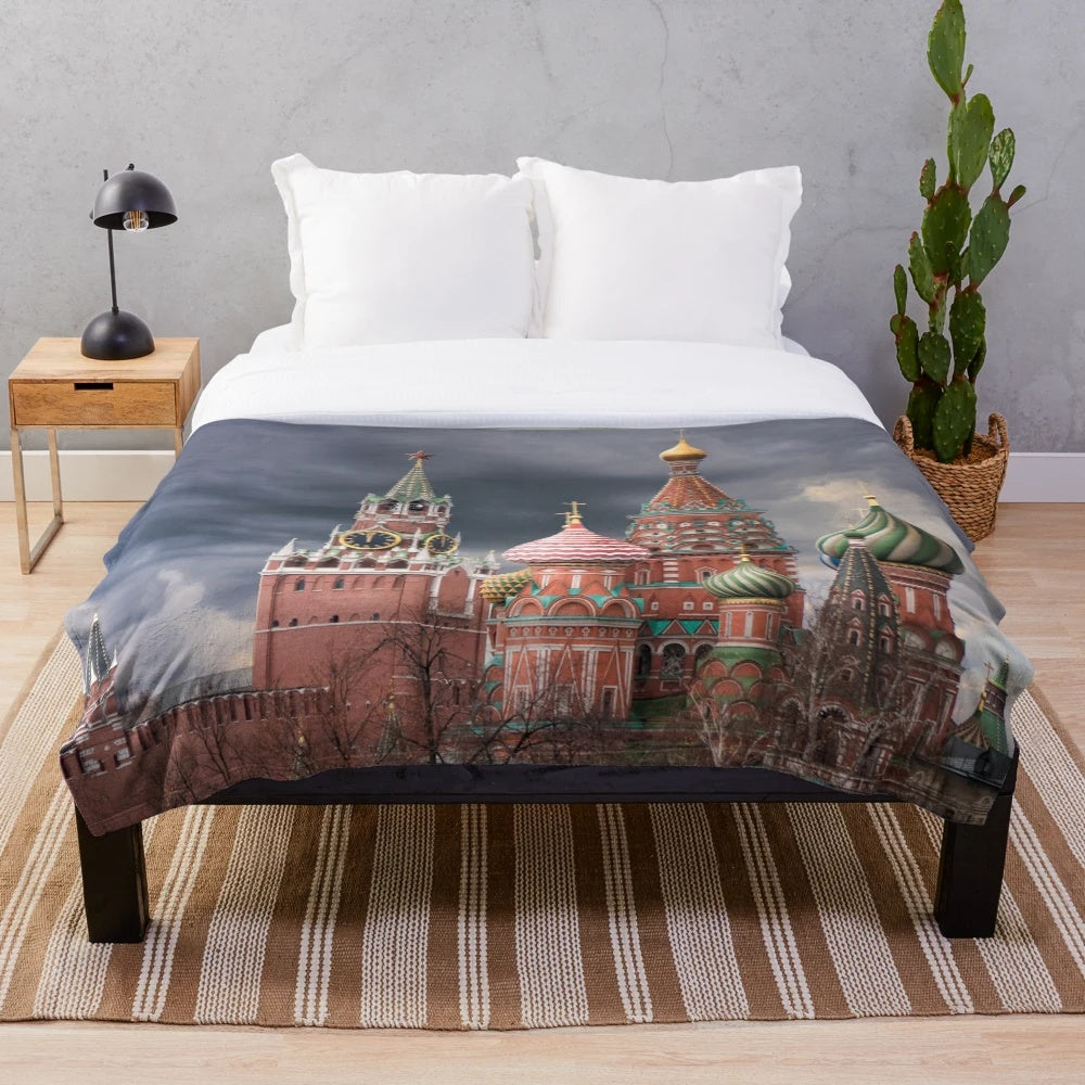 Saint Basil's Cathedral in Moscow, Russia plush blanket