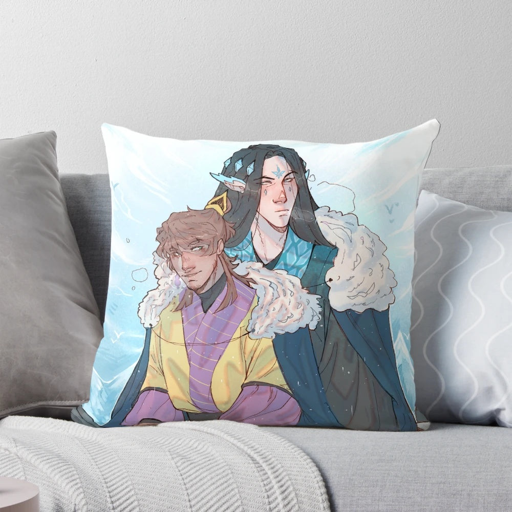 Moshang-themed decorative pillow featuring characters from the Chinese novel "Scum Villain's Self-Saving System