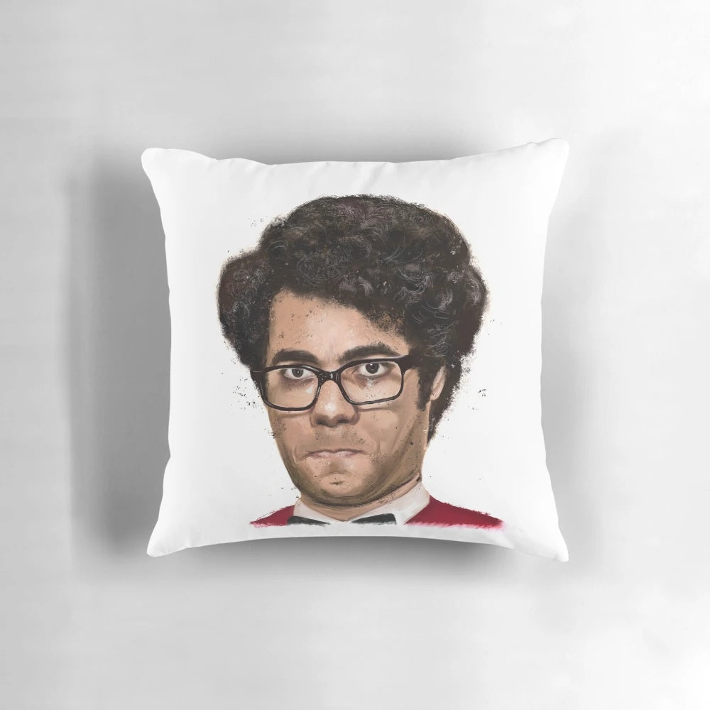 "Moss Pillow from the popular British comedy TV series The IT Crowd, featuring the character Richard Ayoade played"