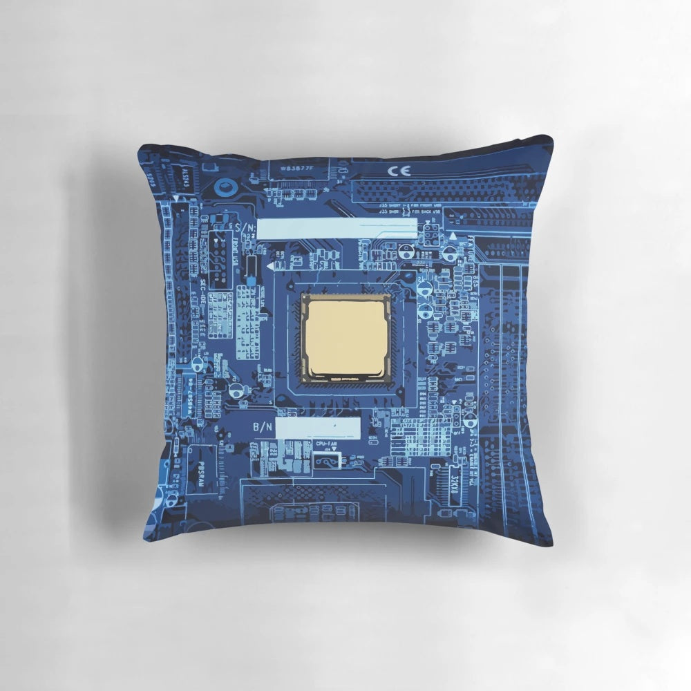 Soft, plush pillow shaped like a motherboard CPU, perfect for computer enthusiasts
