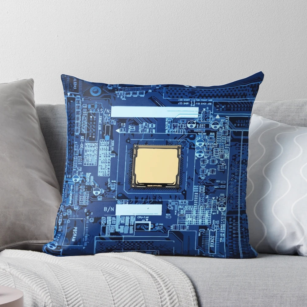 Soft, plush pillow shaped like a motherboard CPU, perfect for computer enthusiasts